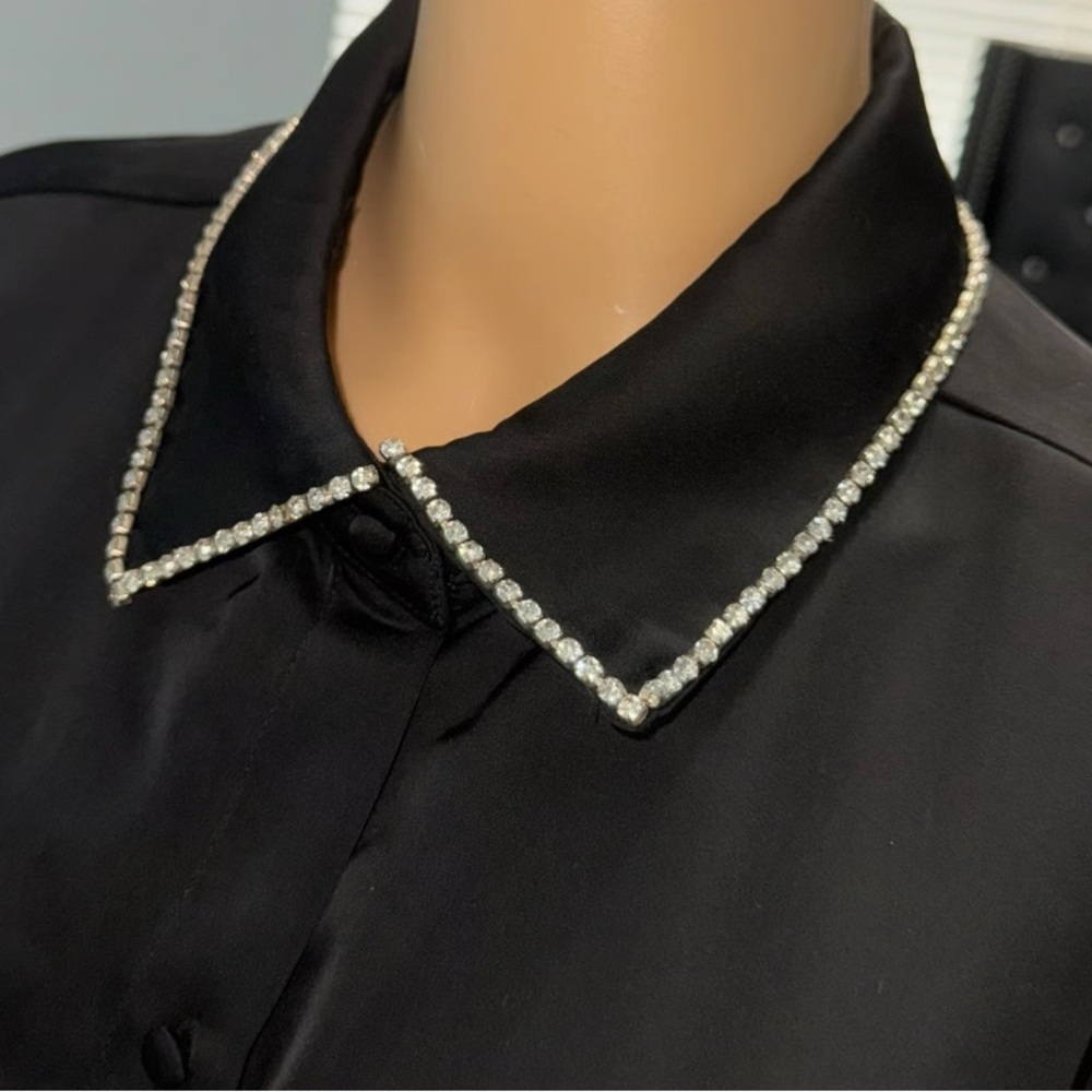 Jason Wu blouse with rhinestone-like Collar. Sz L, oversized, new
